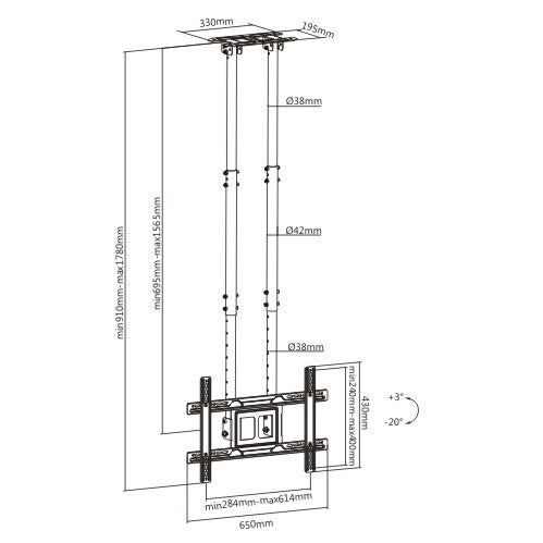 Wolff Mount TVB-123 tv ceiling mount – product view
